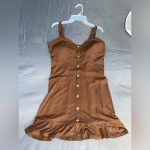 Short button up brown dress